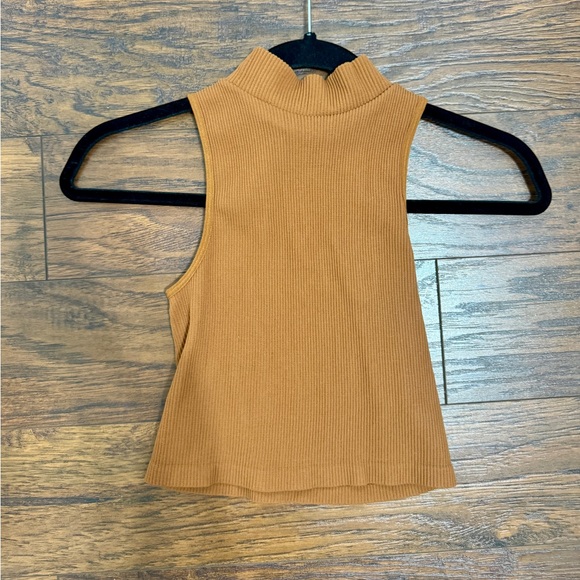 Tan Corduroy Short Overalls and Rust Mock Tank - Picture 4 of 6